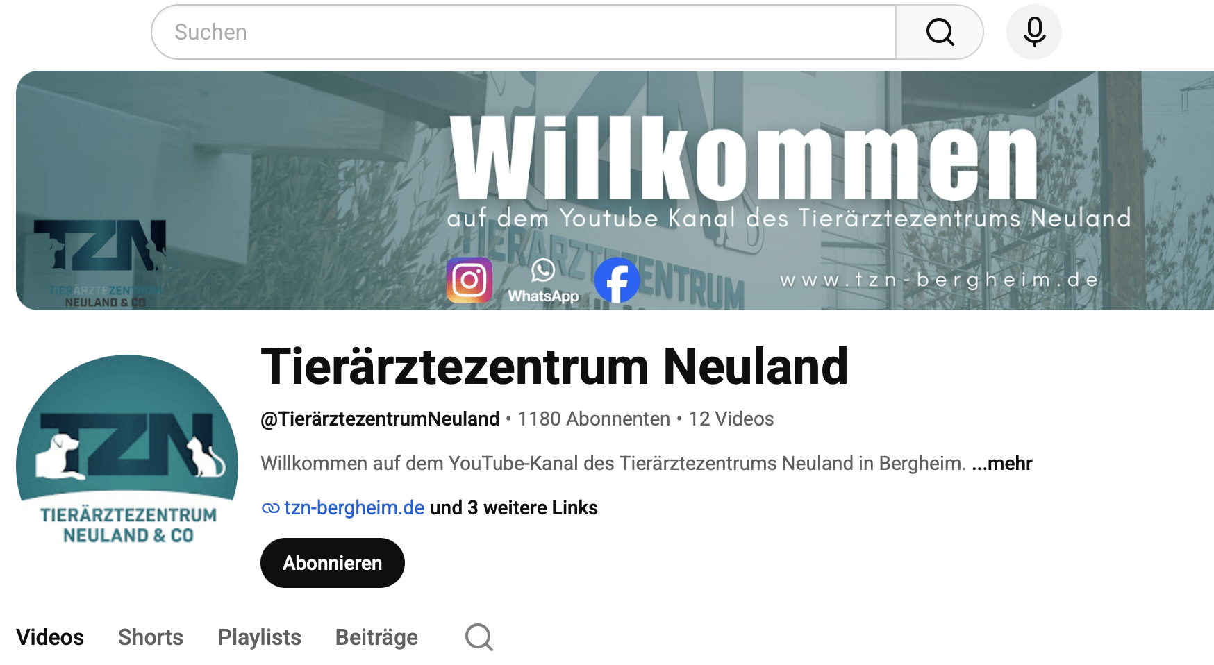 Tierärztezentrum Neuland in Bergheim Moderne Tiermedizin mit Herz YouTube-Kanal Tierärztezentrum Neuland Bergheim – Baureihe