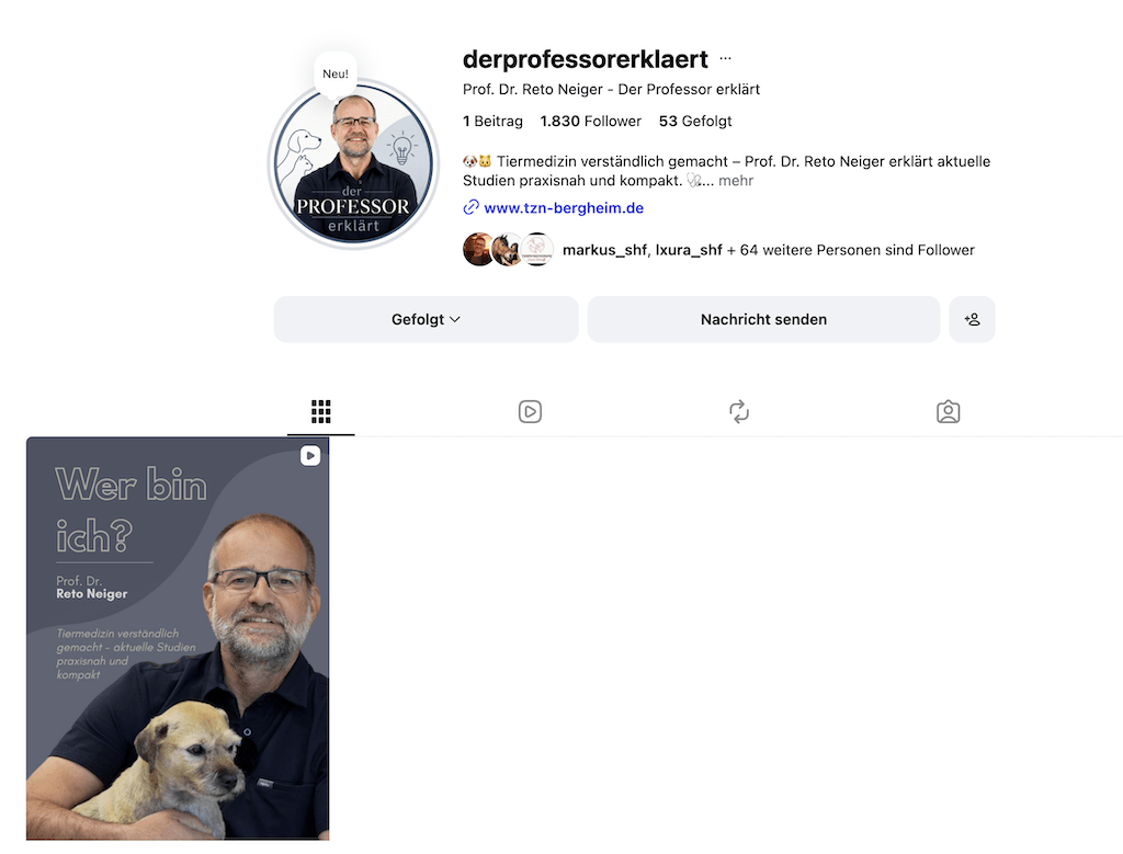 „Der Professor erklärt“ – neuer Instagram-Kanal von Prof. Dr. Reto Neiger