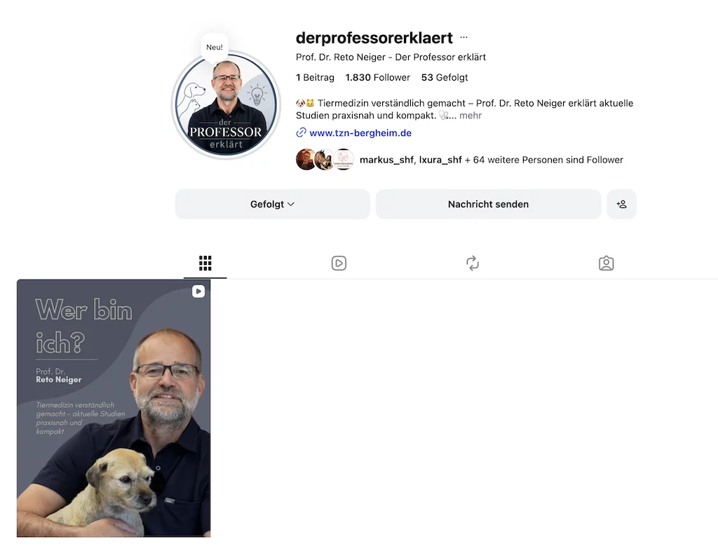 „Der Professor erklärt“ – neuer Instagram-Kanal von Prof. Dr. Reto Neiger